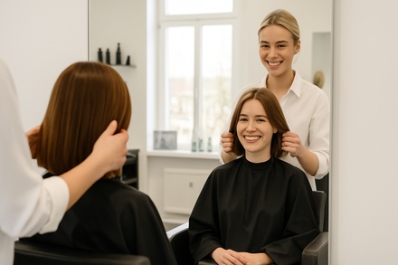 One Haircut and Style with Deep Conditioning Treatment and Blowout for Shoulder-Length Hair - Summit Salon Academy