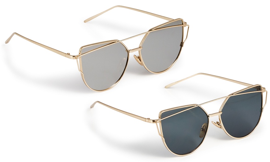 Image 10: Mirrored Cat-Eye Sunglasses