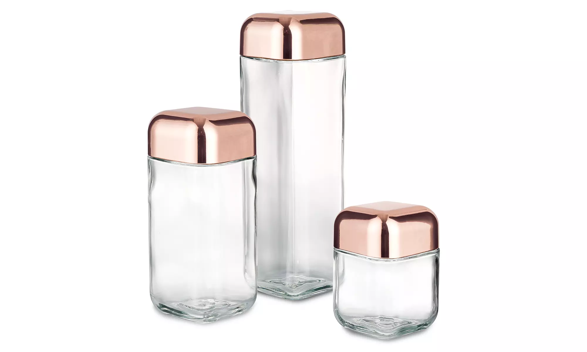 Metrix Copper Lid Glass Storage Containers (Set of 3) - Primary Image