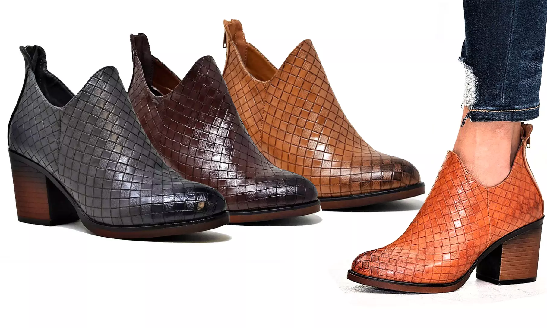 Mata Shoes Women's Closed Toe Snake Material Faux Leather Booties - Primary Image