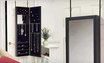 $99 for a Plaza Astoria Over-the-Door Jewelry Armoire in Black, Cherry, or White with Built-In Mirror ($149.95 List Price) - Primary Image
