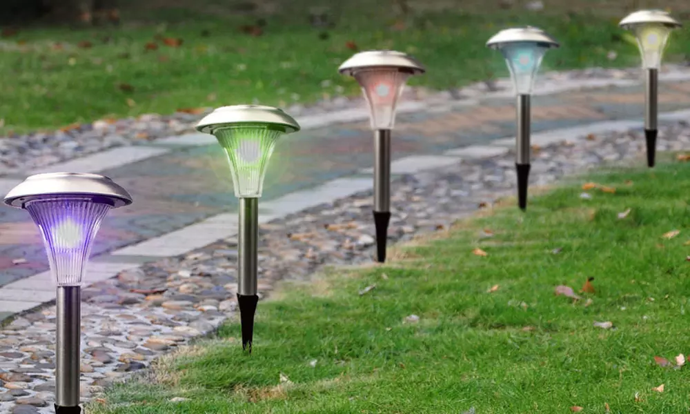 8-Pack of Solar Garden Path Outdoor LED Color-Changing Lights - Primary Image