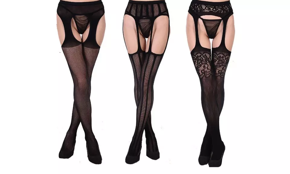 1, 2 ou 3 collants fins effet porte-jarretelles - Primary Image