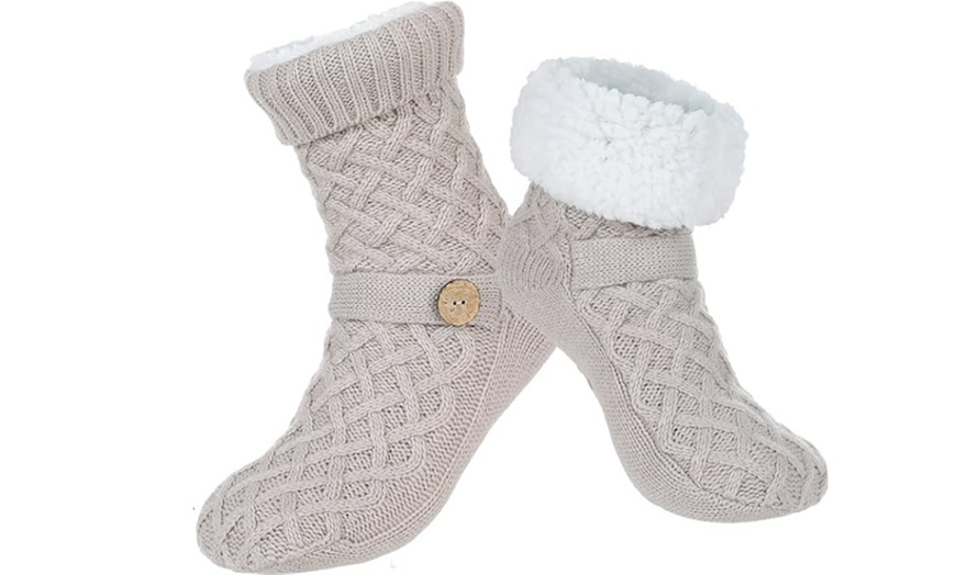 Image 8: Cozy Nights Sherpa Fleece Lined Slipper Socks