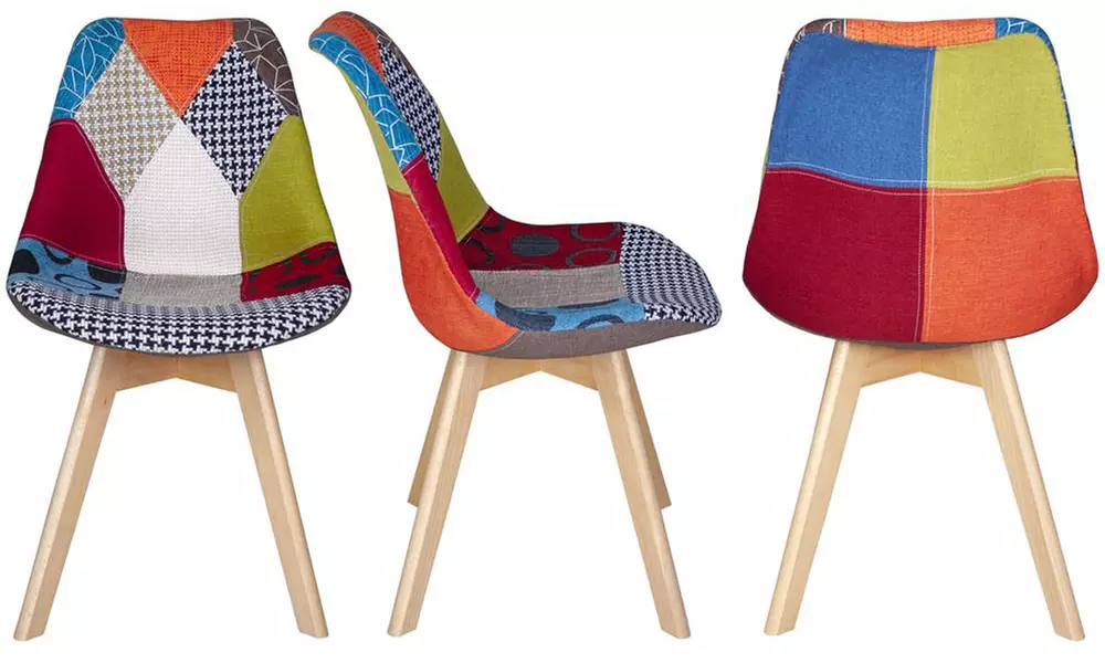 Kit di 2 poltroncine Picasso Patchwork in legno di faggio e metallo