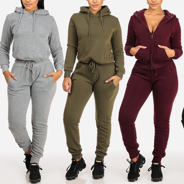 women's fleece jacket and pants set