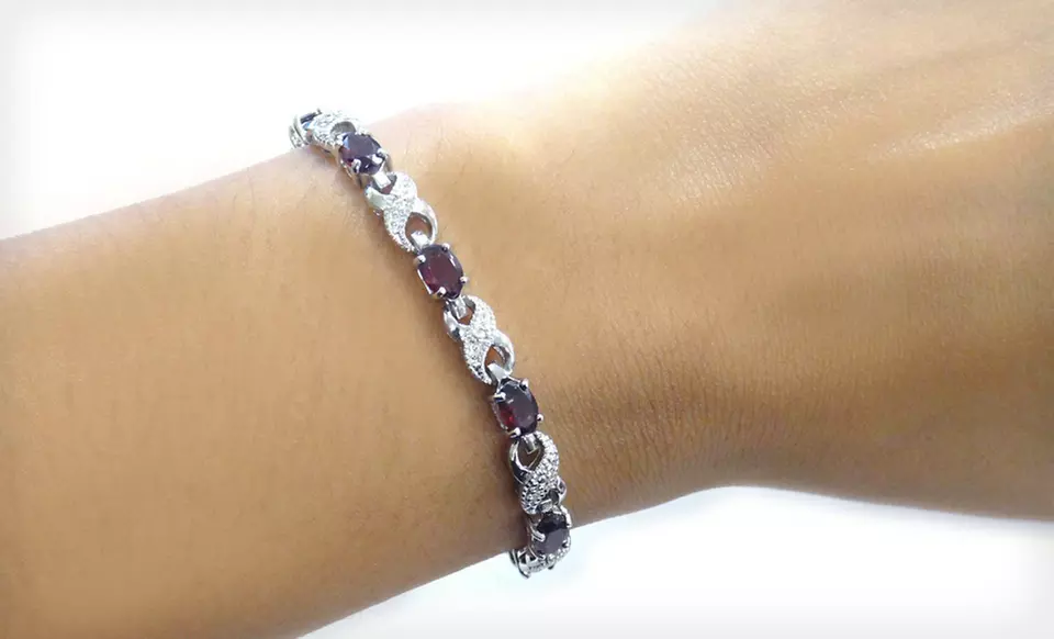 January Birthstone Garnet Stud Earrings or Garnet and Diamond Infinity Bracelet (Up to 88% Off). Free Returns. - Second Medium