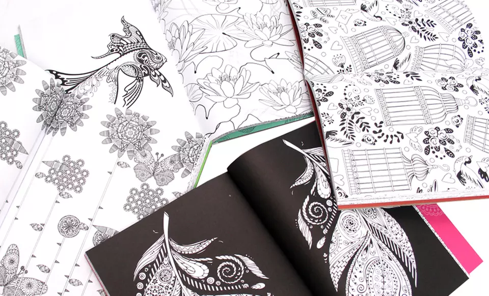 Hardcover Adult Coloring Book Collection (4-Piece) - Second Medium