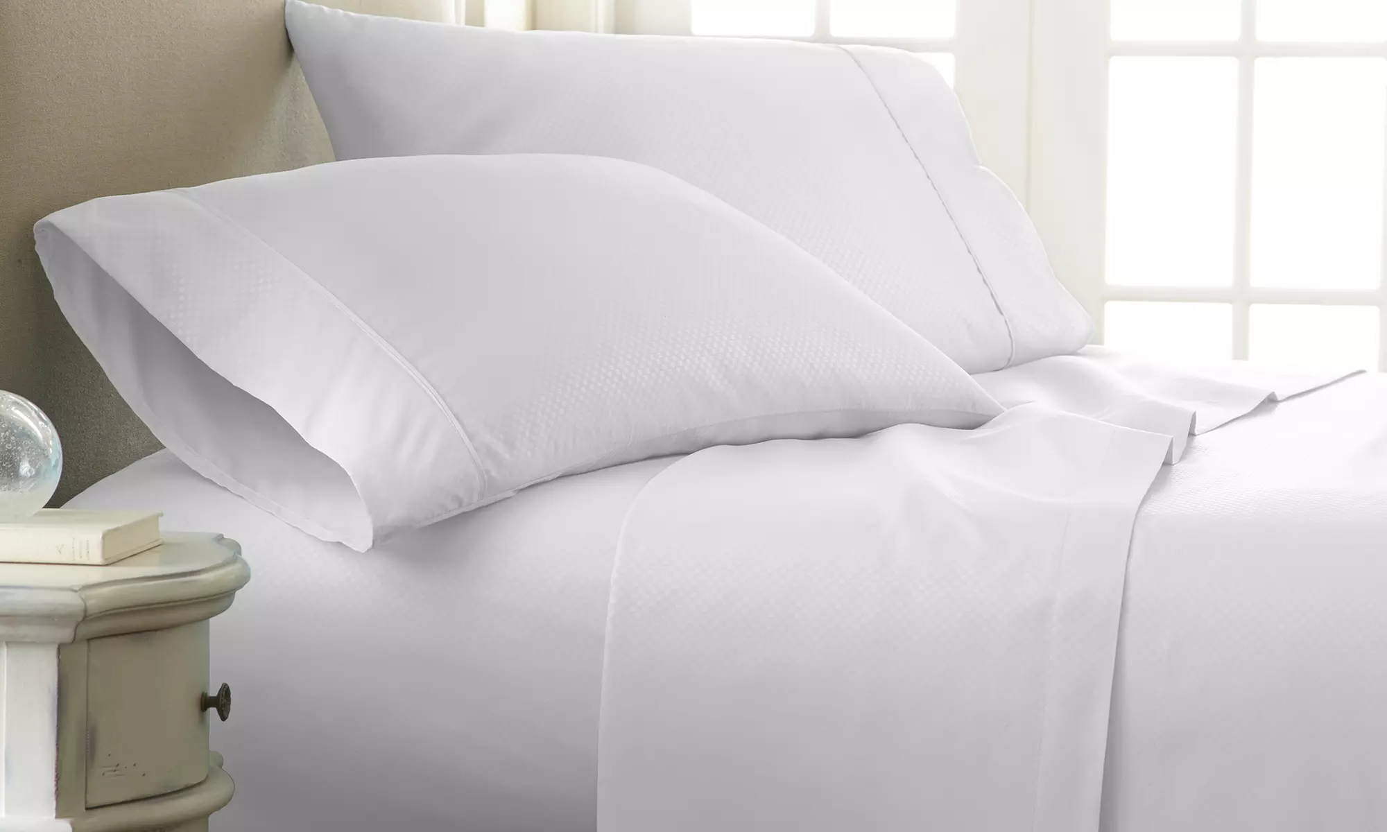 Microfiber Merit Linens Embossed Checker Sheet Sets - Second Medium