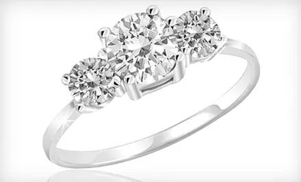 $18 for a Three-Stone White-Topaz and Sterling-Silver Ring ($79.99 Value). Shipping Included. Seven Sizes Available. - Primary Image