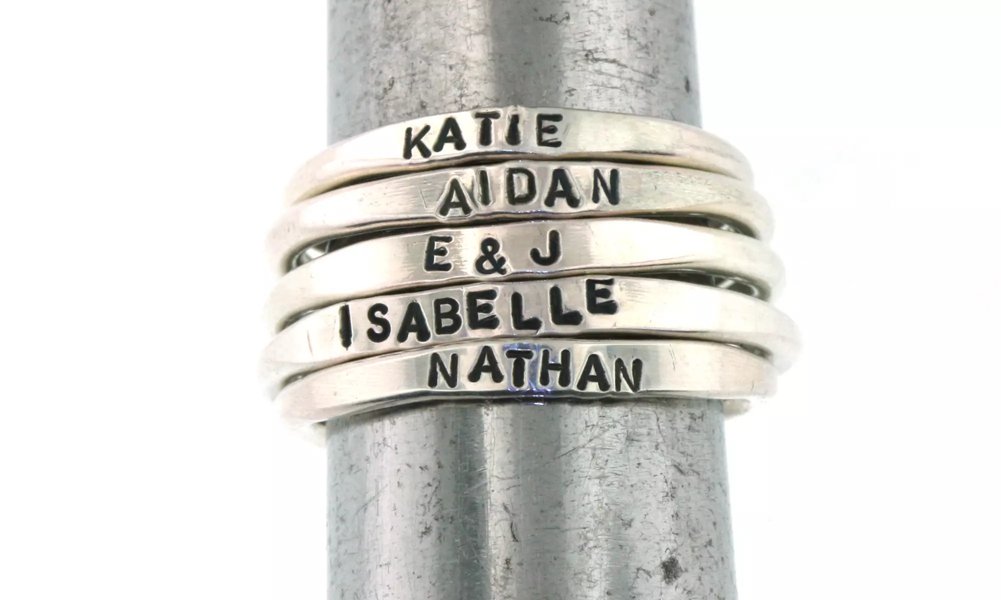 One, Two, Three, Four, or Five Custom Teeny Tiny Sterling Silver Stacking Rings — ByHannahDesign (Up to 56% Off) - Second Medium