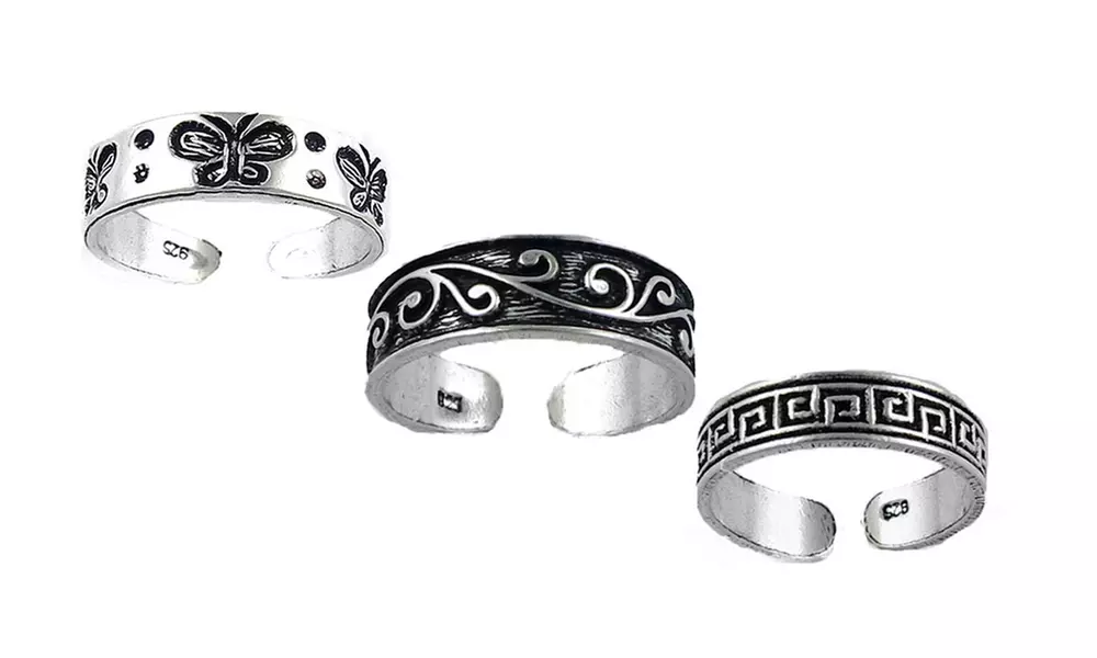 Oxidized Sterling Silver Toe Rings - Primary Image