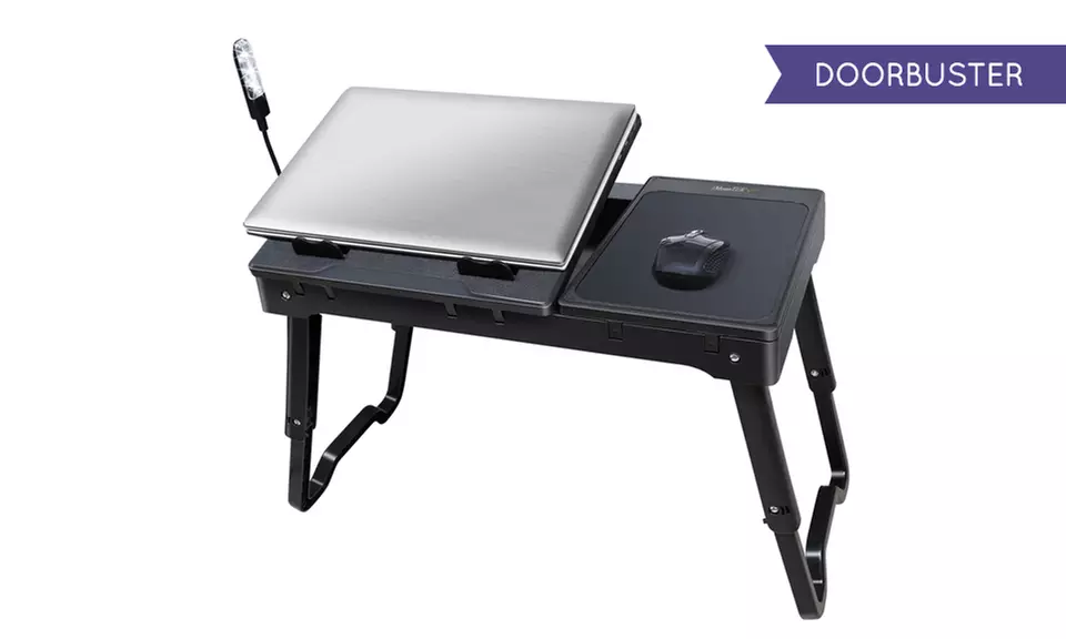 Multifunctional Laptop Table Stand with Built-In Cooling Fan and LED Light - Primary Image