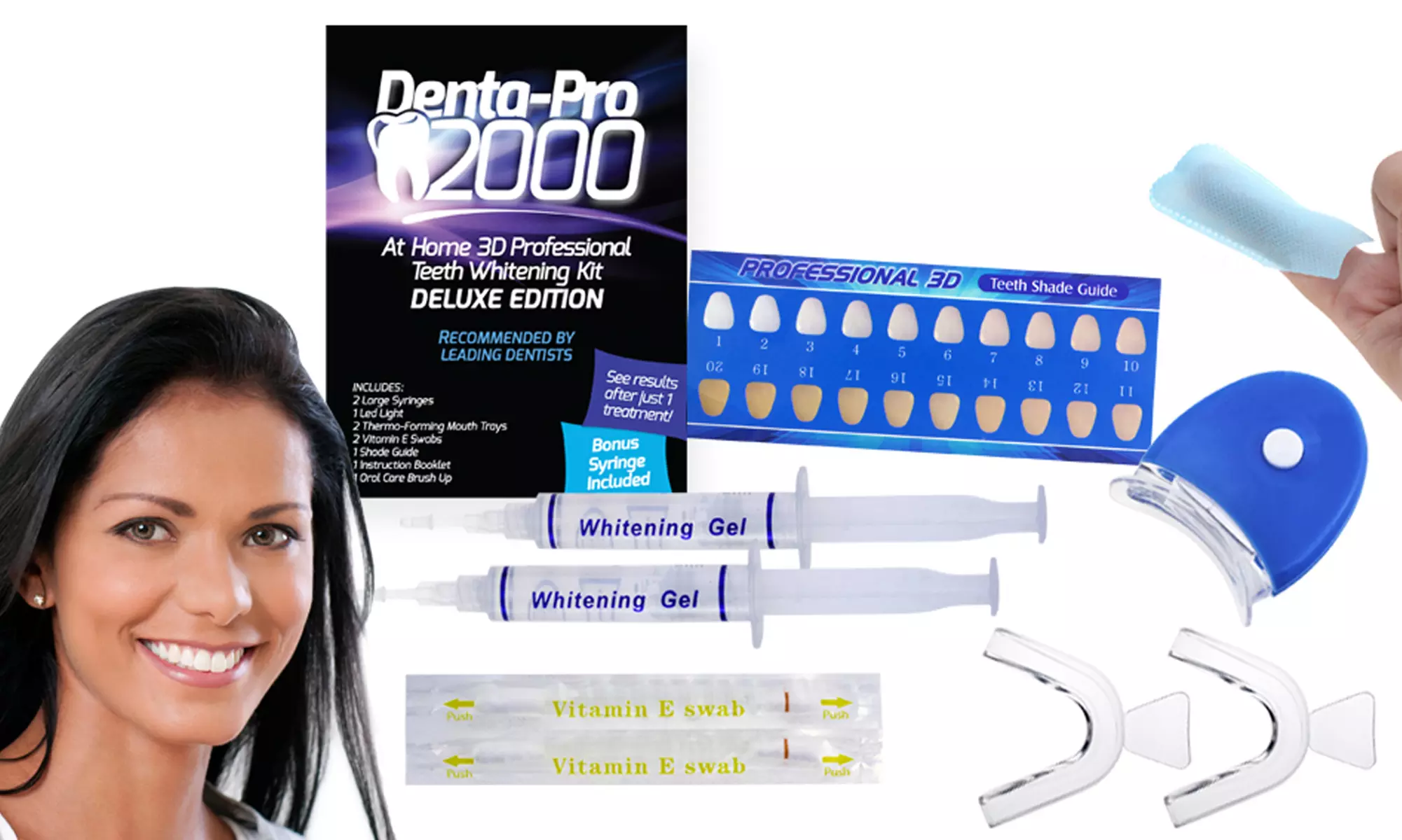 Denta-Pro 2000 Complete 3D At-Home Teeth Whitening Kit with Bonus items - Primary Image