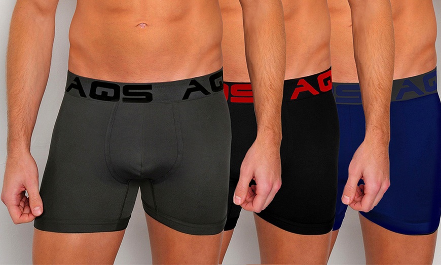 Image 2: AQS Men's Boxer Briefs Three-Pack