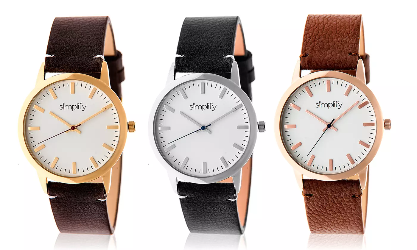 Simplify The 2800 Hinged Leather Strap Watch - Primary Image