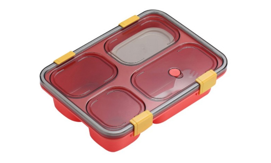 Image 9: Portable Microwaveable Lunch Box with Cutlery