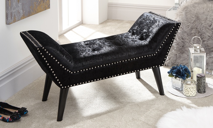 Image 6: Velvet Bedroom Bench