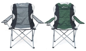 One or Two Padded Camping Chairs with Cup Holders