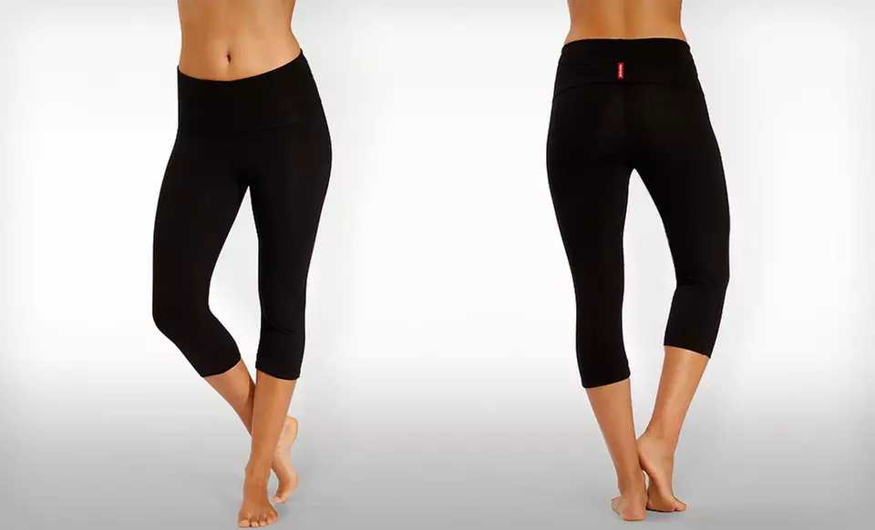 $19.99 for InTouch Bamboo Rollover Capris in Black ($78 List Price). Free Shipping and Returns. - Primary Image