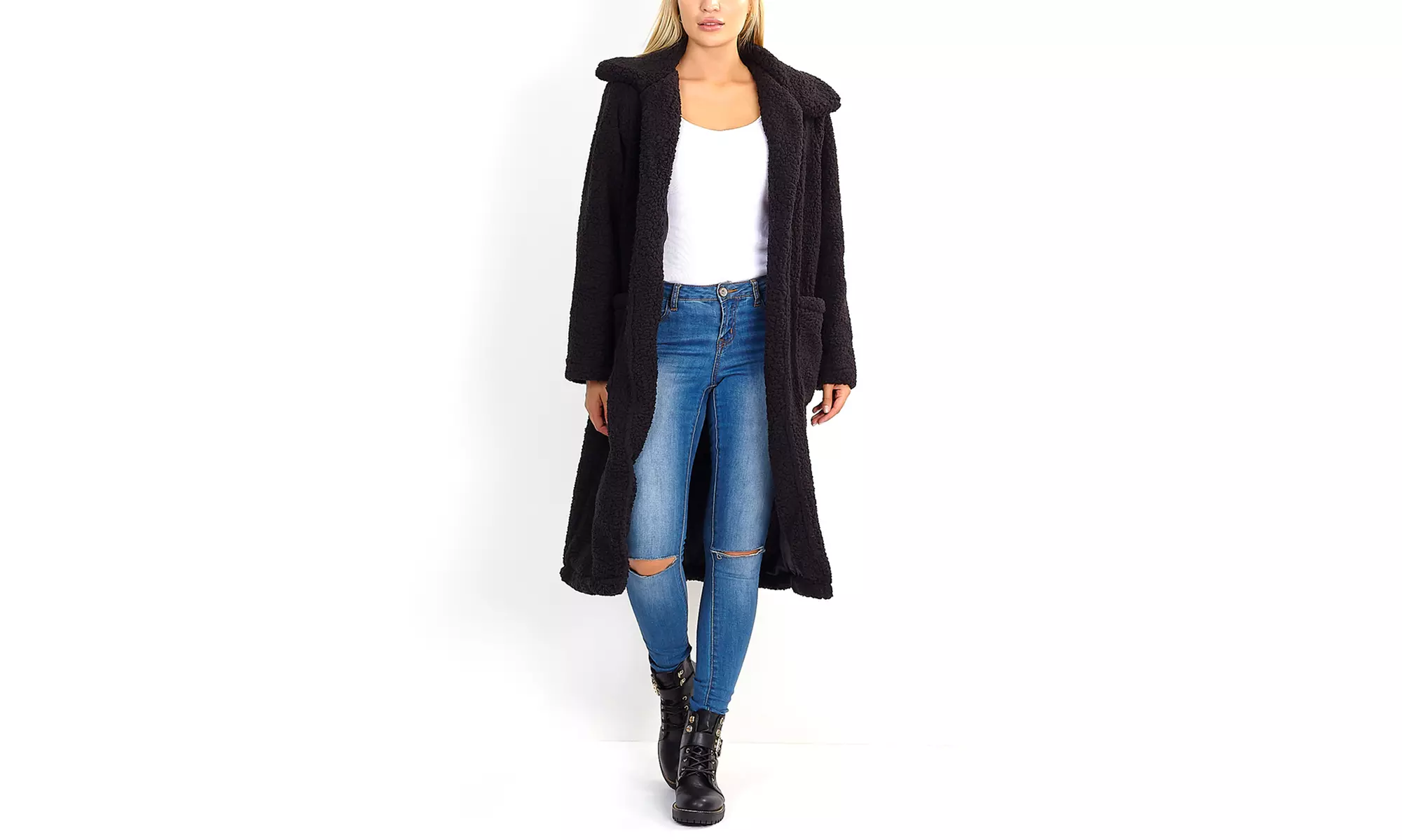 Long manteau en toison Shaggy de la marque Brave Soul - Second Medium