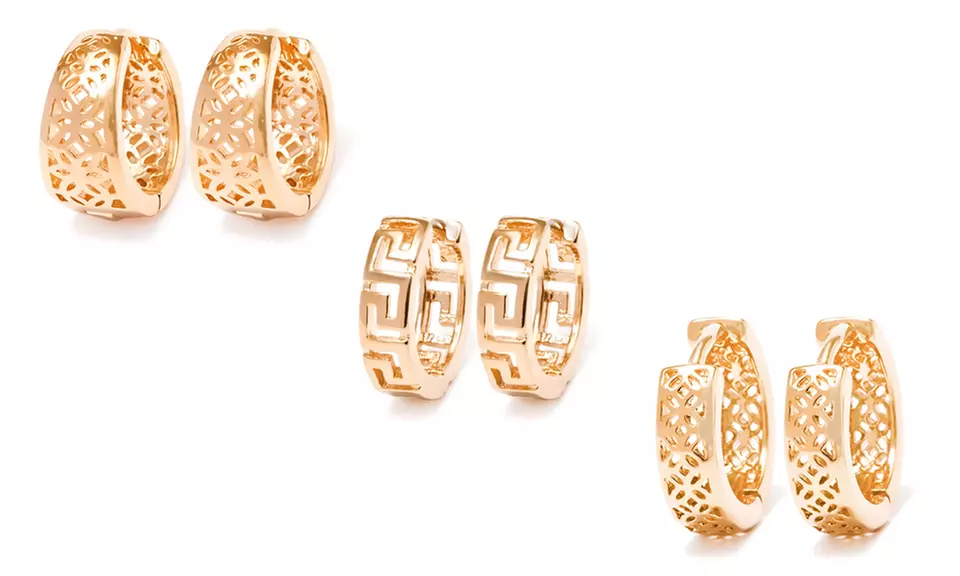 18K Gold Plated Cut-Out Huggie Earrings - Primary Image