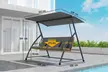 Outsunny 3-Seater Convertible Garden Swing Chair with Canopy in Dark Grey - Image 4