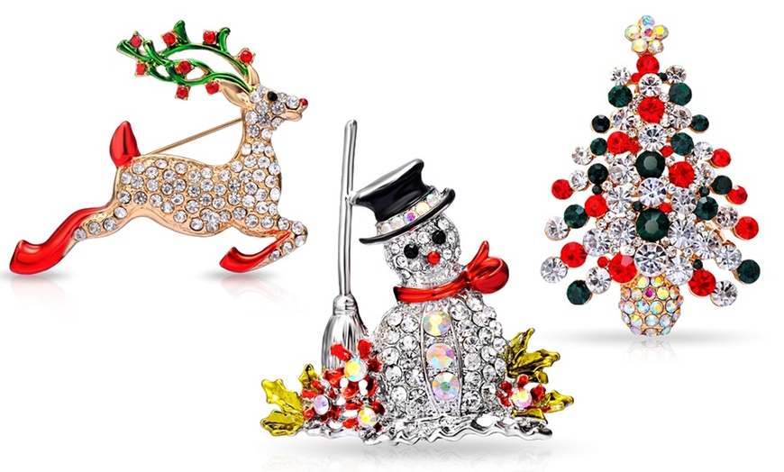 Image 1: Christmas-Themed Brooches