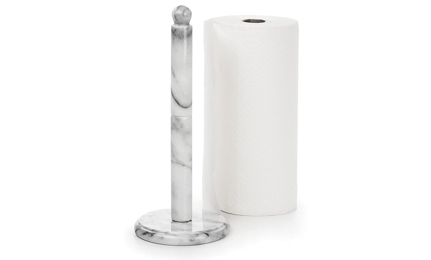 Image 1: White Marble Paper Towel Holder