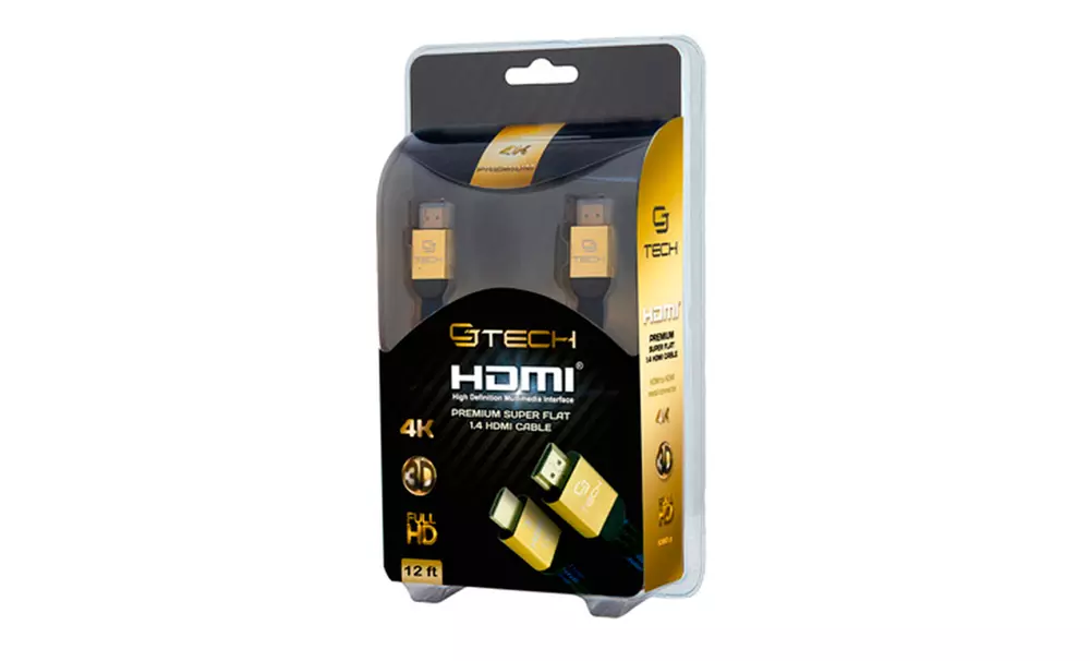 CJ Tech 3Ft., 6Ft., or 12Ft. Flat Braided 4K-Compatible HDMI Cable (1- or 2-Pack) - Second Medium