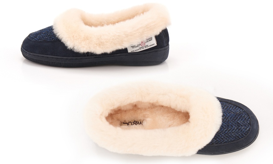 Image 4: Sheepskin Tweed Slippers