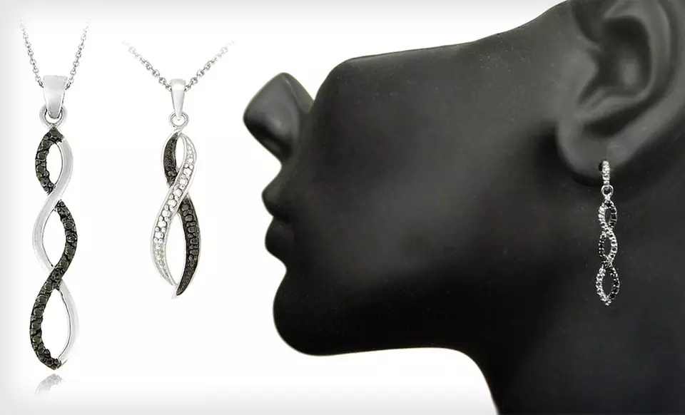 Diamond-Accent Infinity Necklaces or Earrings (Up to 80% Off). Six Options Available. Free Shipping and Free Returns. - Second Medium
