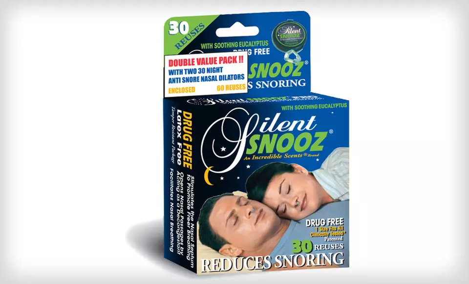 Silent Snooz Snoring Reducer Clip 2-Pack in Eucalyptus or Unscented - Second Medium