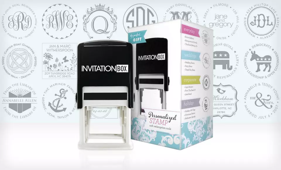 $29 for a Personalized Self-Inking Stamper from InvitationBox ($49.99 List Price). Free Shipping. - Primary Image