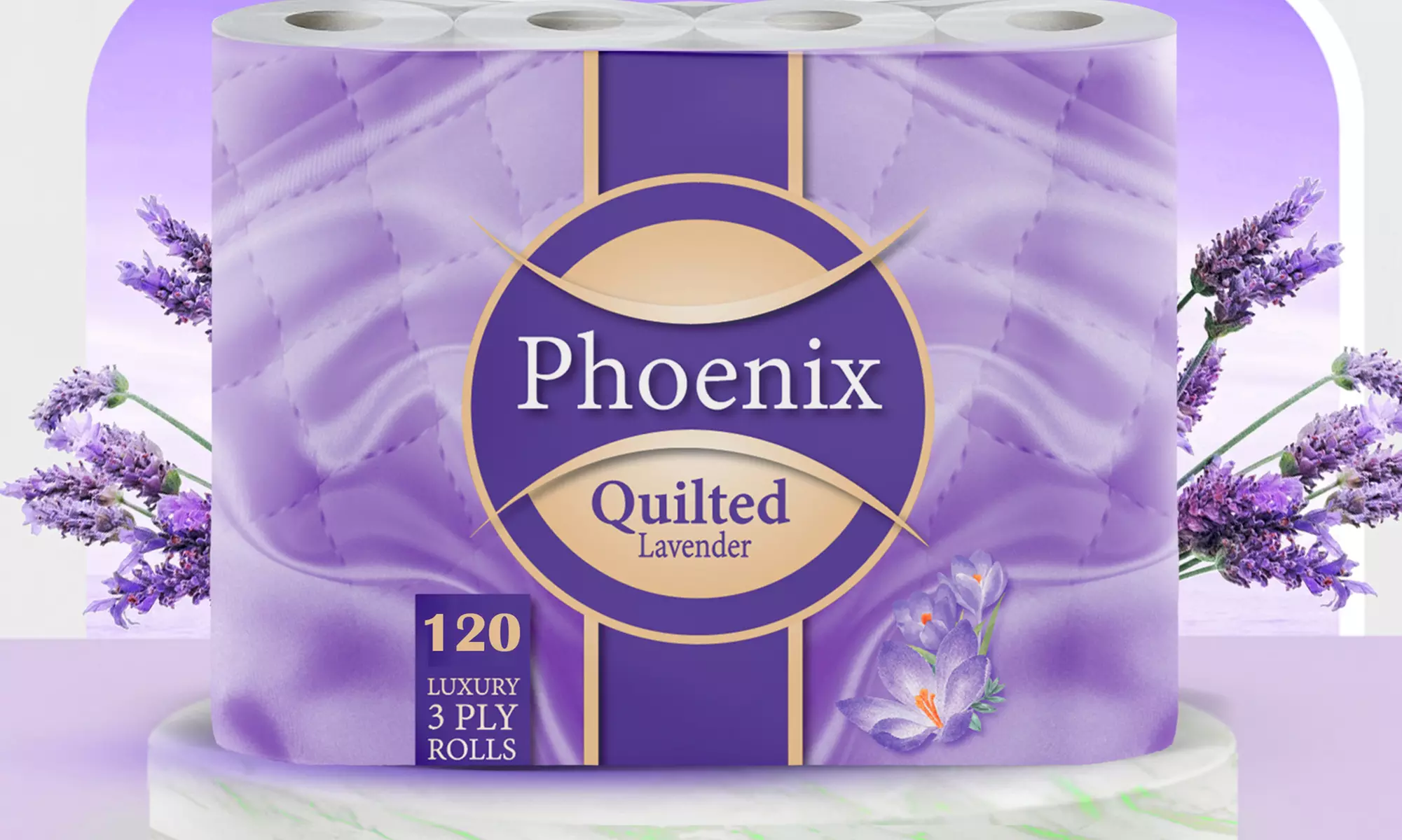 Phoenix Lavender 3-Ply Toilet Paper – Bulk Packs of 36, 60 or 120 Rolls