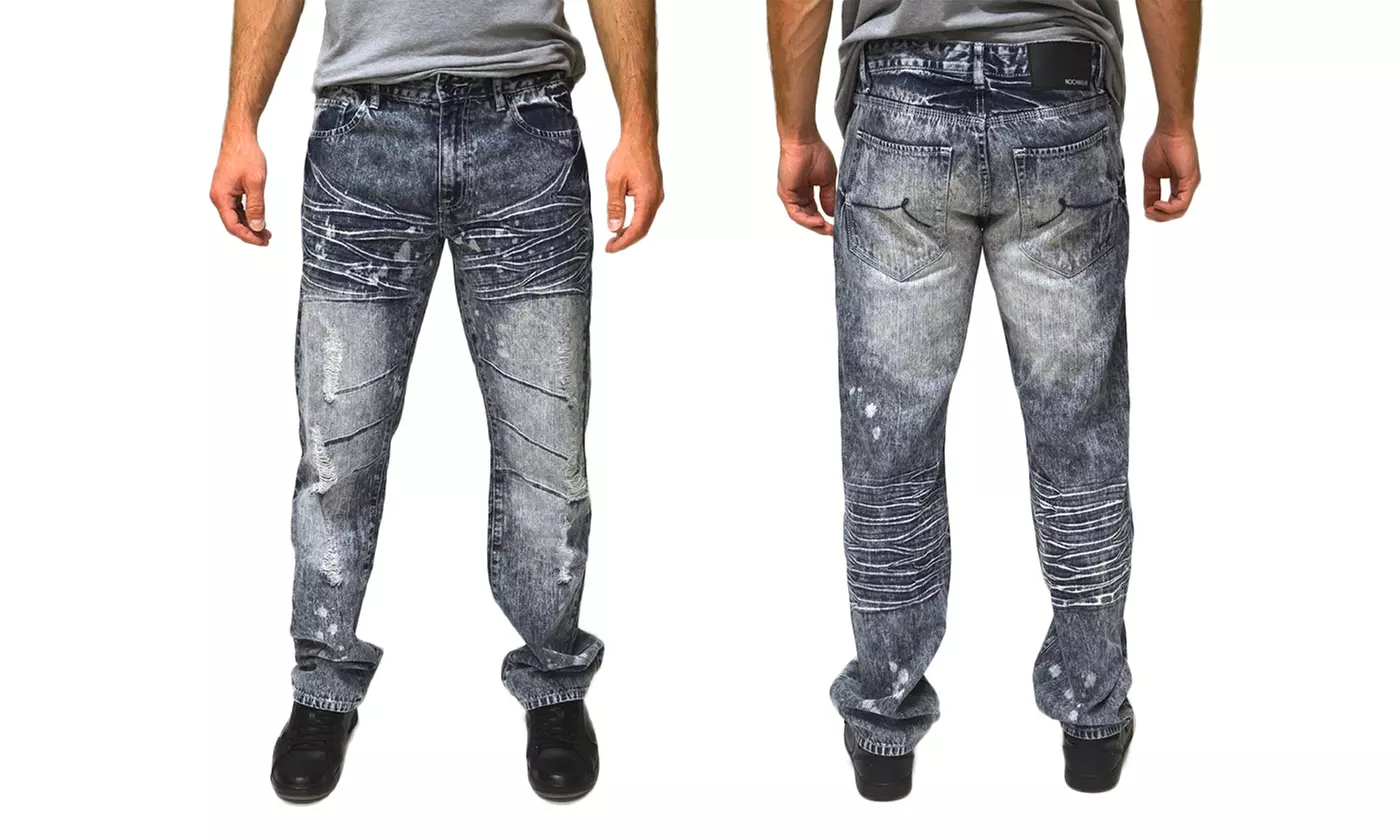 Rocawear Men's Fashion Denim Acid-Wash Jeans (Size 42) - Primary Image