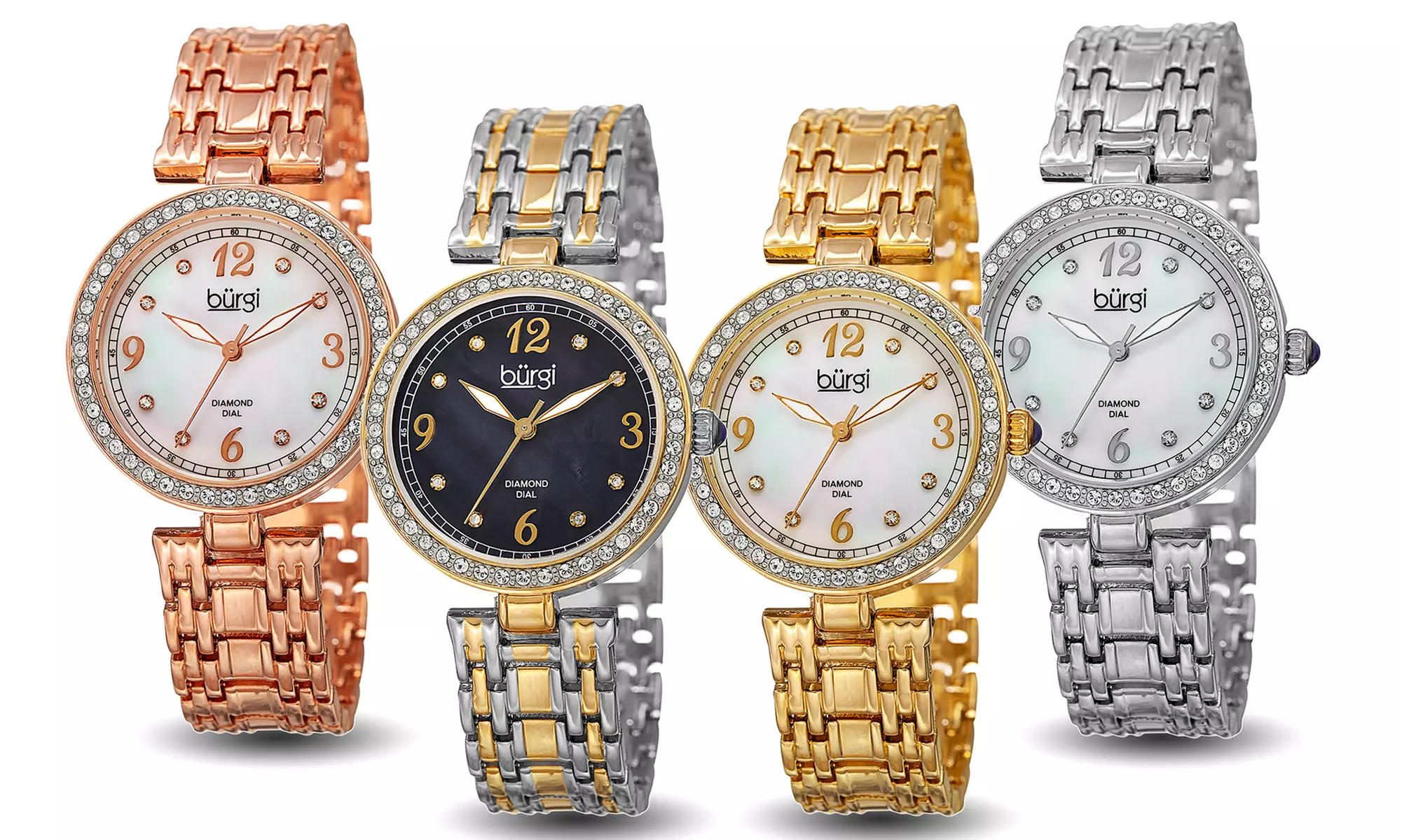 Bürgi Women's Bracelet Watch with Mother of Pearl Dial and Swarovski Crystal-Accented Bezel - Primary Image
