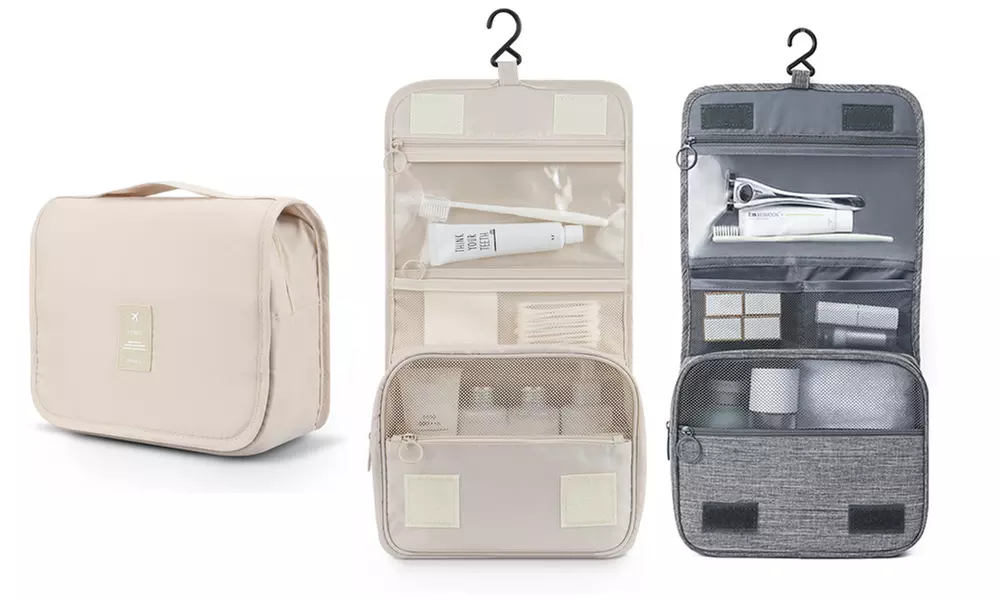 1 of 2 reis toilettassen met meerdere vakken