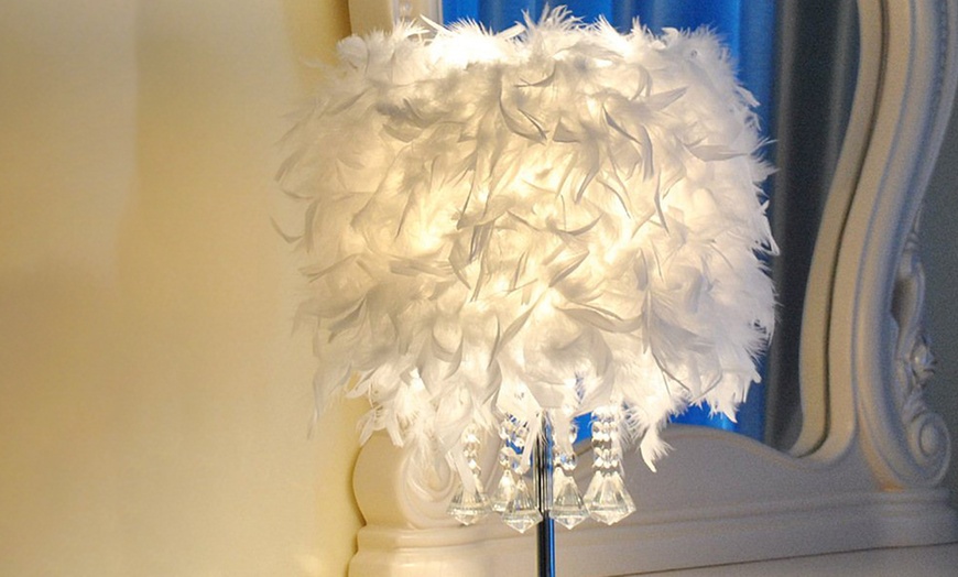 Image 2: Feather Bedside Table Lamp Modern Design