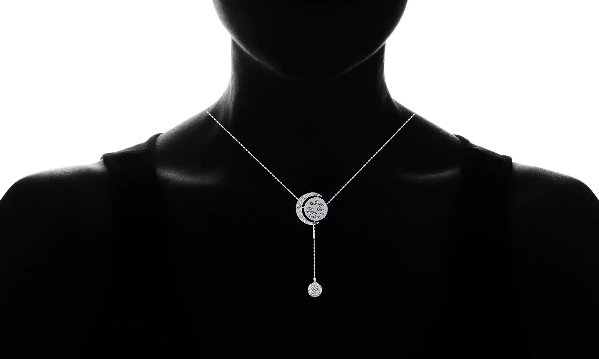 Engraved To The Moon And Back Y Necklace with Swarovski Elements - Second Medium