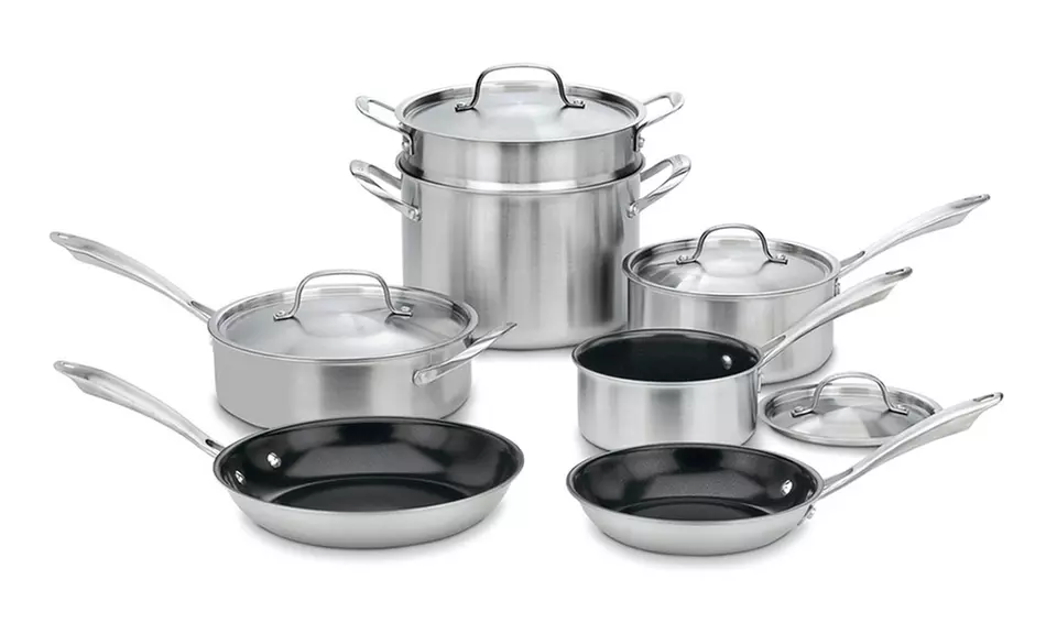 Cuisinart 11-Piece Green Gourmet Tri-Ply Stainless Steel Cookware Set - Primary Image
