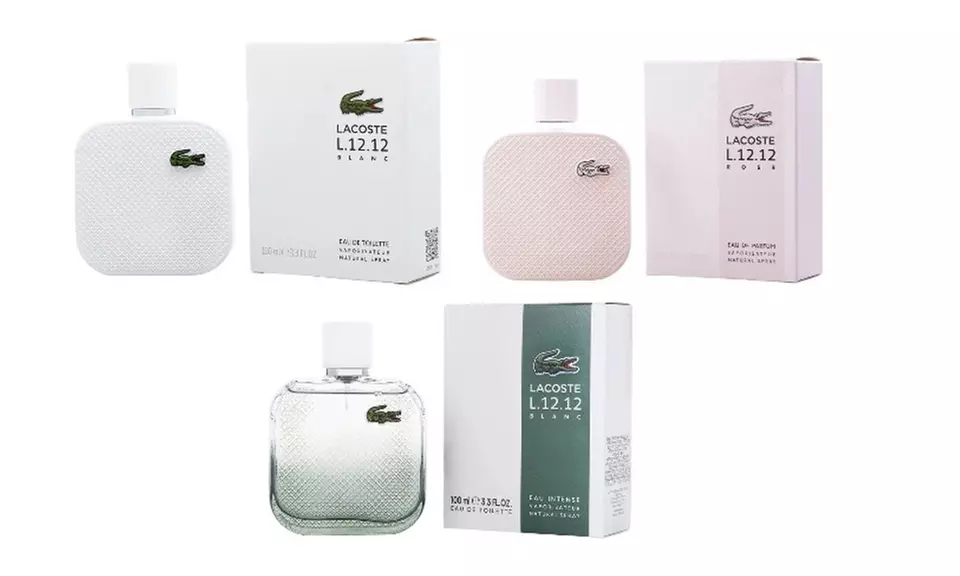 Lacoste L.12.12 Blanc or Rose Eau de Toilette Spray for Men or Women 3.3 Fl.Oz.