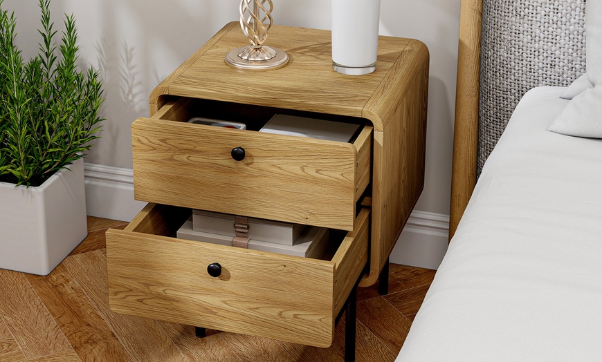 Image 5: HOMCOM Oak Bedside Table