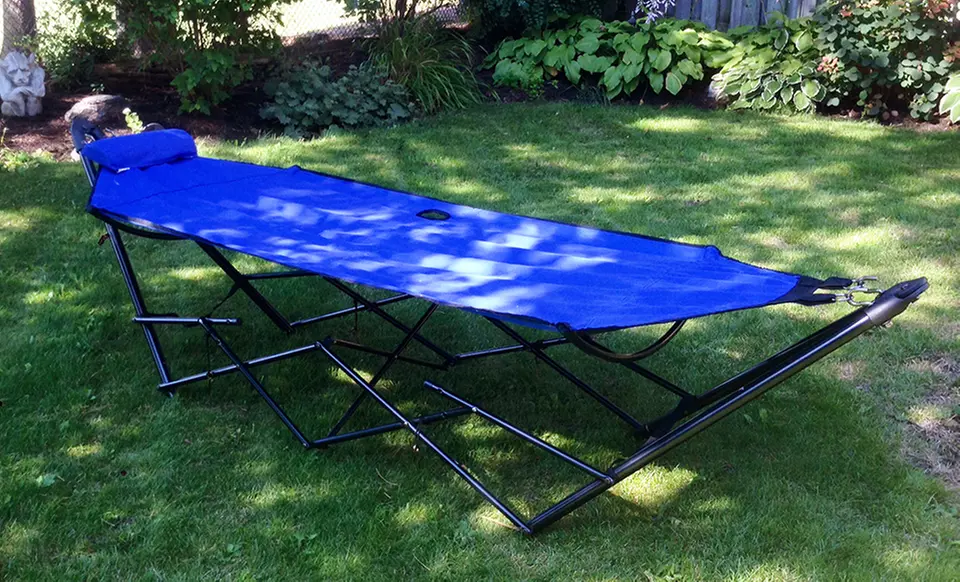 Foldable Hammock with Pillow and Carrying Bag - Primary Image