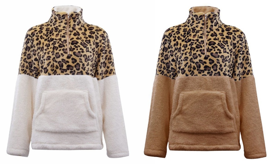 Image 10: Animal Print Plush Sweater