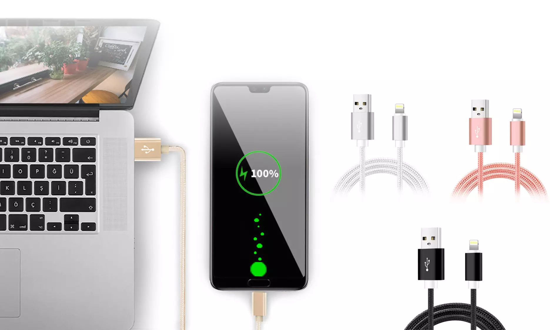 Set van 4 oplaadkabels