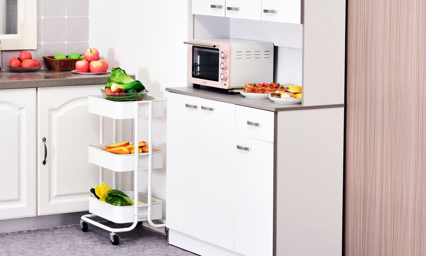 Image 11: HomCom Kitchen Cupboard Multi Storage Cabinet