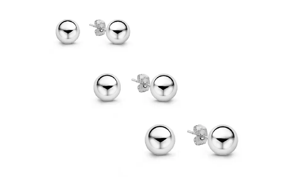 14K Solid White Gold Ball Stud Earrings From $12.99–$17.99 - Primary Image