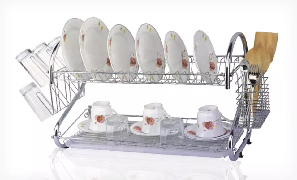 $21.99 for a Two-Tier Chrome Dish Rack ($44.64 List Price). Free Shipping and Returns. - Primary Image