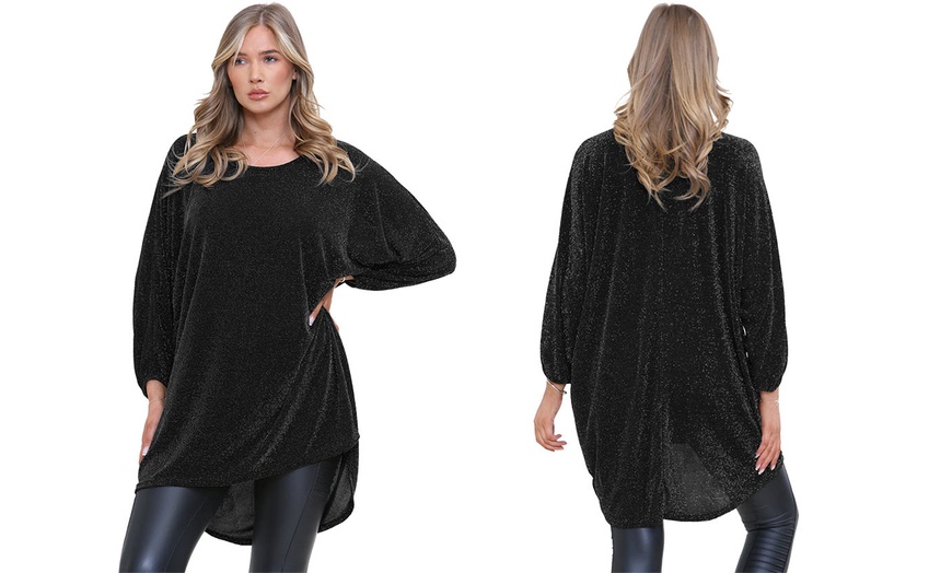 Image 7: Oversized Shiny Tunic Top